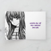 Anime Girl mit Kopfhörern Katzenohren Geburtstag Karte (Innenseite)