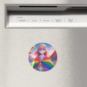 Anime Girl mit LGBTQIA+ Cape Magnet (In Situ (Geschirrspüler))