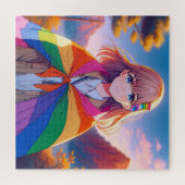 Anime Girl mit LGBTQIA+ Cape Puzzle (Horizontal)