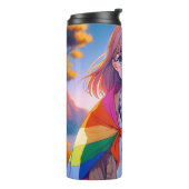 Anime Girl mit LGBTQIA+ Cape Thermosbecher (Nach links gedreht)