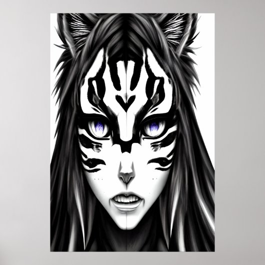 Anime-Girl mit lila Augen | AI Art Poster (Vorne)