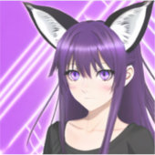 Anime Girl mit Lila Haar und Augen Aufkleber (Vorderseite)