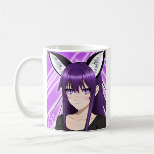 Anime Girl mit Lila Haar und Augen Kaffeetasse