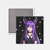 Anime Girl mit Lila Haar und Augen Magnet (Vorderseite/Rückseite)
