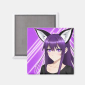 Anime Girl mit Lila Haar und Augen Magnet (Vorderseite/Rückseite)