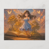 Anime Girl mit magischen Powern Feiertagspostkarte (Vorderseite)