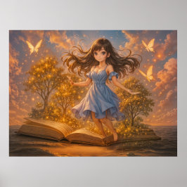 Anime Girl mit magischen Powern Poster