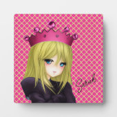 Anime Girl mit rosa Crown Plaque Fotoplatte (Vorderseite)