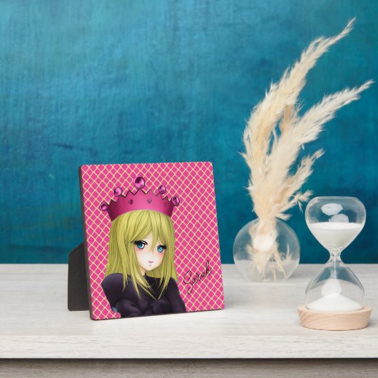Anime Girl mit rosa Crown Plaque Fotoplatte (InSitu)