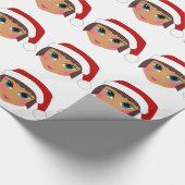 Anime Girl mit Santa's Hat Geschenkpapier (Ecke)