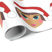 Anime Girl mit Santa's Hat Geschenkpapier (Rolleneckpunkt)