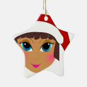 Anime Girl mit Santa's Hat Keramikornament (Rechts)