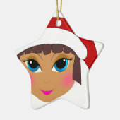 Anime Girl mit Santa's Hat Keramikornament (Links)