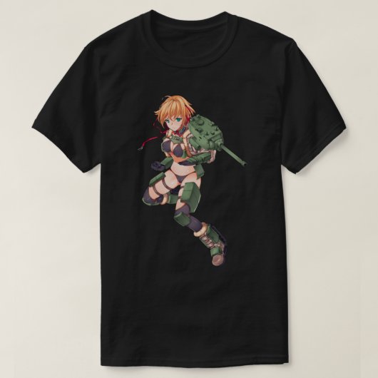 Anime Girl mit Schusswaffendesign cool T-Shirt (Design vorne)
