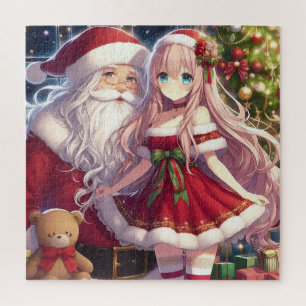 Anime Girl mit Weihnachtsfeiern Puzzle