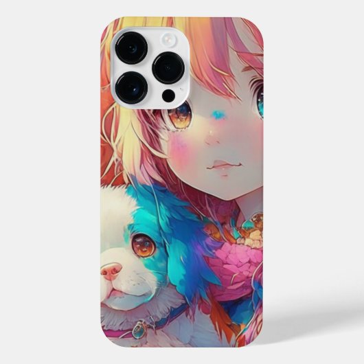Anime Girl mit Welpe iPhone Hülle (Rückseite)