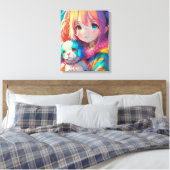 Anime Girl mit Welpe Leinwanddruck (Insitu (Schlafzimmer))