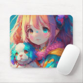 Anime Girl mit Welpe Mousepad (Mit Mouse)