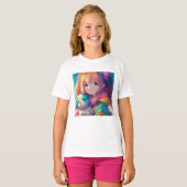 Anime Girl mit Welpe T-Shirt (Vorne ganz)