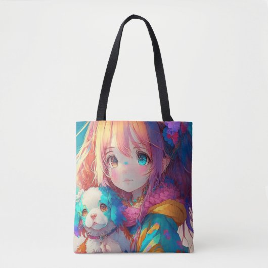 Anime Girl mit Welpe Tasche (Vorderseite)