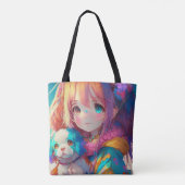 Anime Girl mit Welpe Tasche (Rückseite)