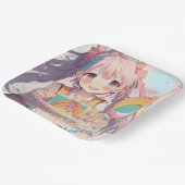 Anime Girl mit Whimsical Birthday Pappteller (Gewinkelt)