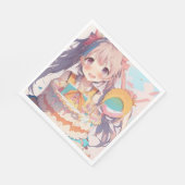 Anime Girl mit Whimsical Birthday Serviette (Ecke)