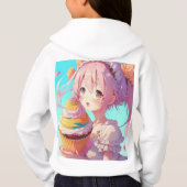 Anime Girl mit Whimsical Cupcake Hoodie (Rückseite)