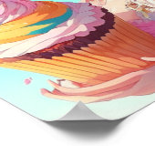 Anime Girl mit Whimsical Cupcake Poster (Ecke)