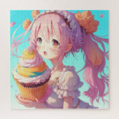 Anime Girl mit Whimsical Cupcake Puzzle (Vertikal)
