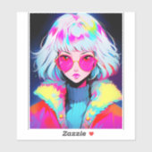 Anime Girl Moderne Kunst Aufkleber (Blatt)
