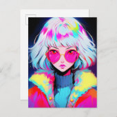 Anime Girl Moderne Kunst Postkarte (Vorne/Hinten)