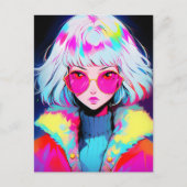 Anime Girl Moderne Kunst Postkarte (Vorderseite)