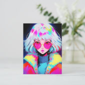 Anime Girl Moderne Kunst Postkarte (Stehend Vorderseite)