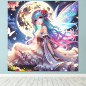 Anime Girl Moon Fairy Princess in Garden Leinwanddruck (Insitu (Holzboden))