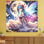Anime Girl Moon Fairy Princess in Garden Leinwanddruck (Insitu (Wohnzimmer))