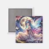 Anime Girl Moon Fairy Princess in Garden Magnet (Vorderseite/Rückseite)