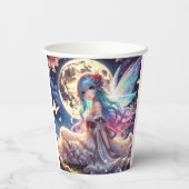 Anime Girl Moon Fairy Princess in Garden Pappbecher (Rückseite)