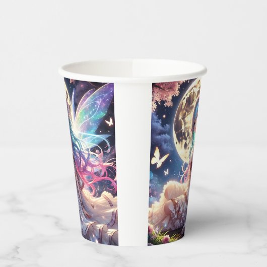 Anime Girl Moon Fairy Princess in Garden Pappbecher (Links)
