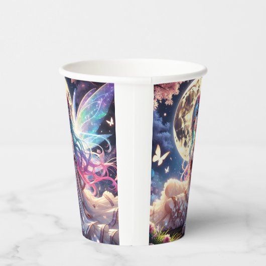 Anime Girl Moon Fairy Princess in Garden Pappbecher (Rechts)