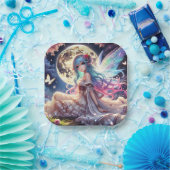 Anime Girl Moon Fairy Princess in Garden Pappteller (Party)