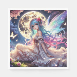 Anime Girl Moon Fairy Princess in Garden Serviette