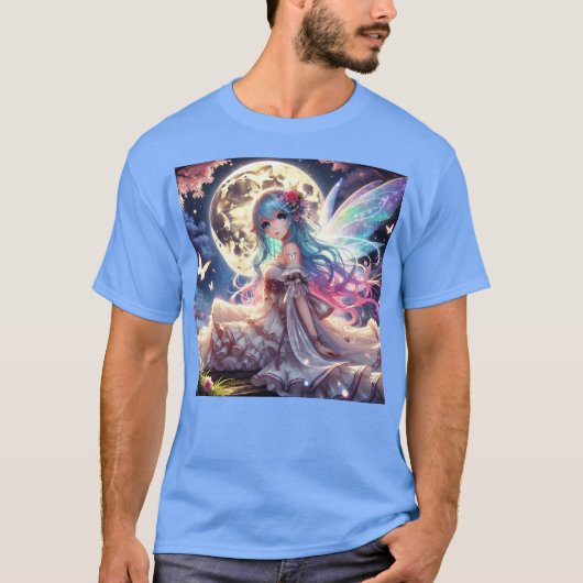 Anime Girl Moon Fairy Princess in Garden T-Shirt (Vorderseite)