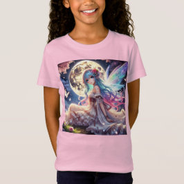 Anime Girl Moon Fairy Princess in Garden T-Shirt