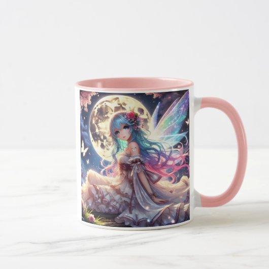 Anime Girl Moon Fairy Princess in Garden Tasse (Rechts)