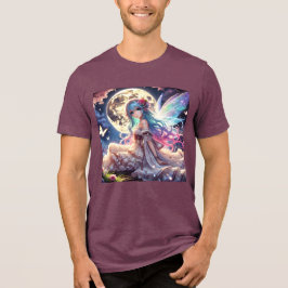 Anime Girl Moon Fairy Princess in Garden Tri-Blend Shirt