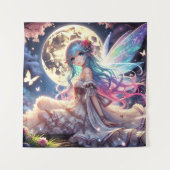 Anime Girl Moon Fairy Princess in Garden Wandteppich (Vorderseite)