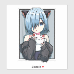Anime Girl Neko Catgirl Pastel Kawaii Cat Manga Ja Aufkleber