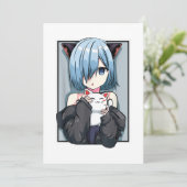 Anime Girl Neko Catgirl Pastel Kawaii Cat Manga Ja Einladung (Stehend Vorderseite)