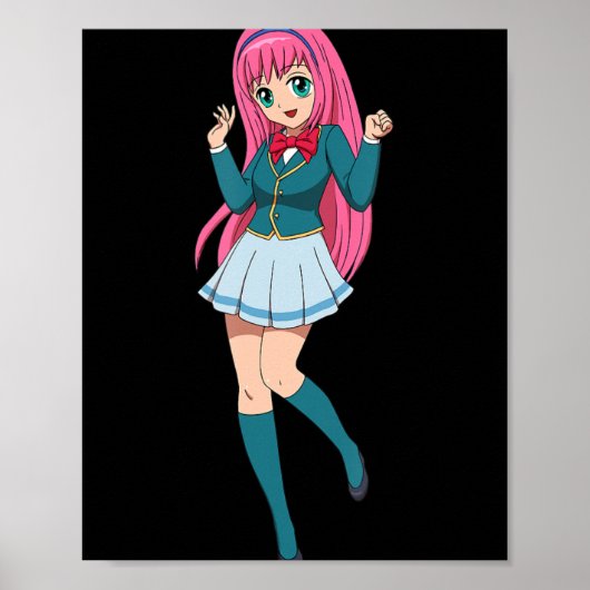 Anime Girl Niedlich Waifu Japanischer Cartoon-Char Poster (Vorne)